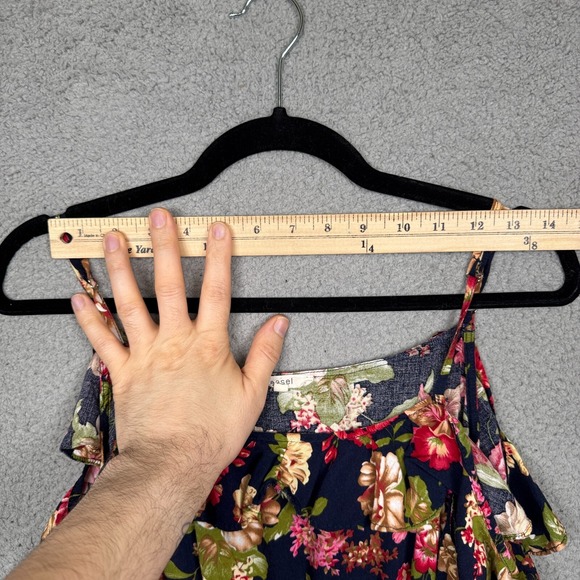 Anthropologie‎ Dress Womens M Blue Floral Midi Boho Sleeveless Ruffle Sundress - Picture 9 of 13